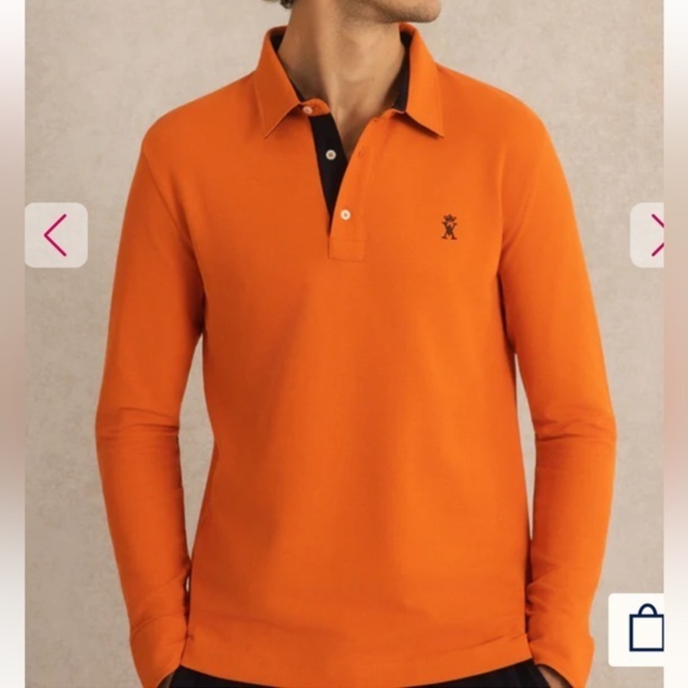Vicomte A. Orange and Navy Polo Shirt Men’s XS